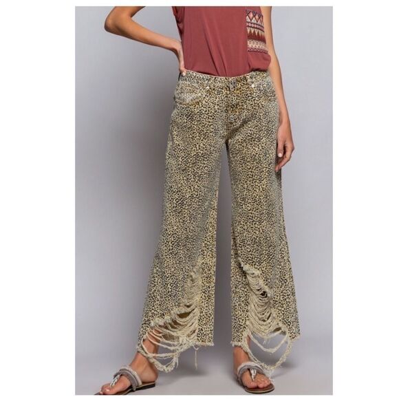 Pol 5 pockets, distressed leopard print jeans - Picture 10 of 14